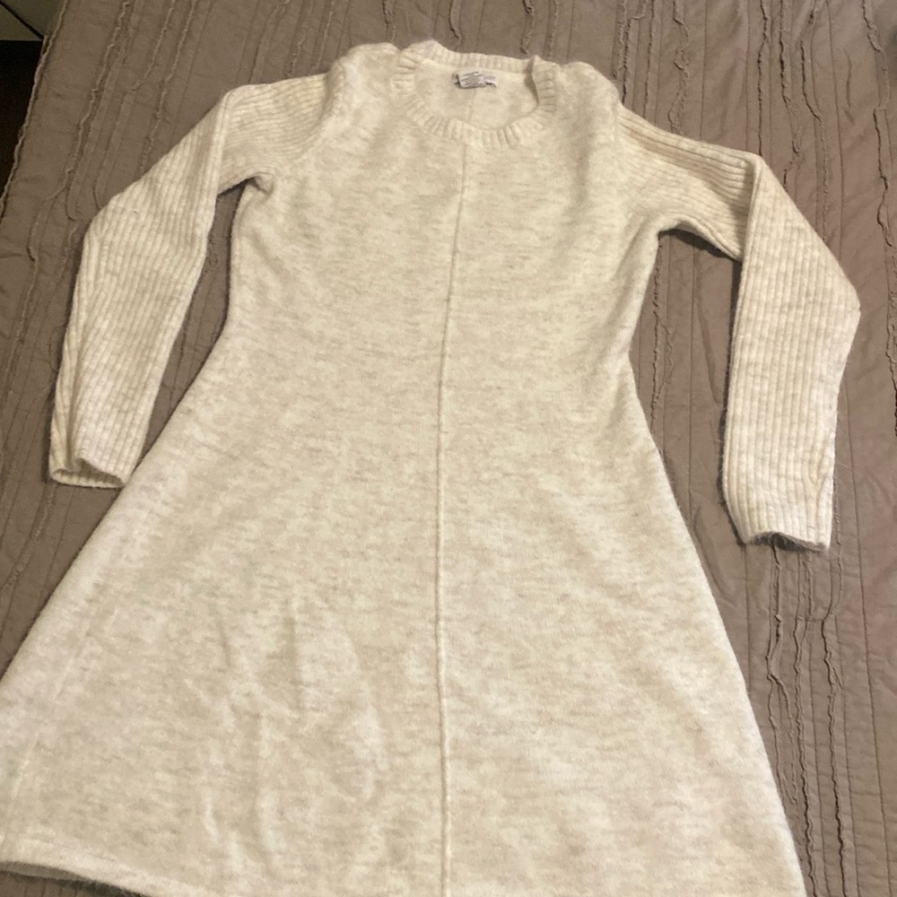 Beige Sweater long sleeve mini dress
